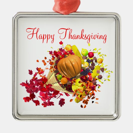 Thanksgiving Cornucopia Metalen Ornament (Voorkant)