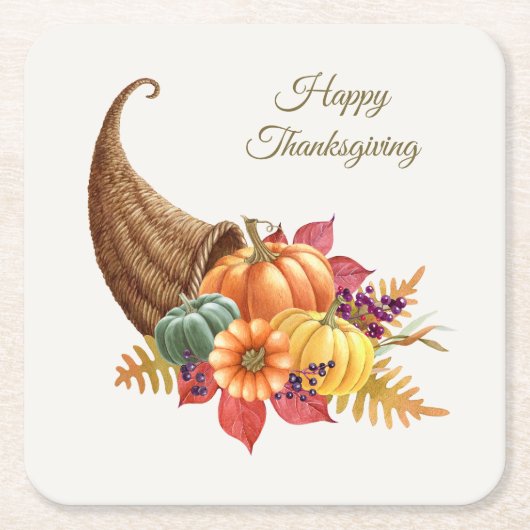 Thanksgiving Cornucopia Papier Onderzetter (Voorkant)
