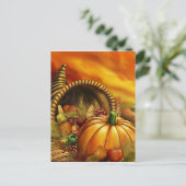 Thanksgiving cornucopia pumpkin briefkaart (Staand voorkant)