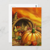 Thanksgiving cornucopia pumpkin briefkaart (Voorkant / Achterkant)