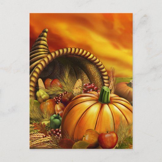 Thanksgiving cornucopia pumpkin briefkaart (Voorkant)