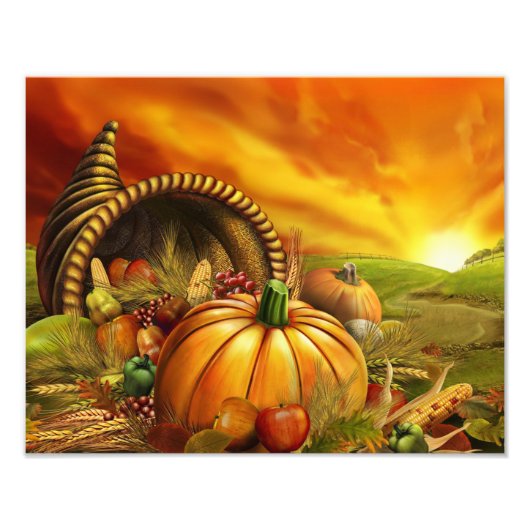 Thanksgiving cornucopia pumpkin foto afdruk (Voorkant)