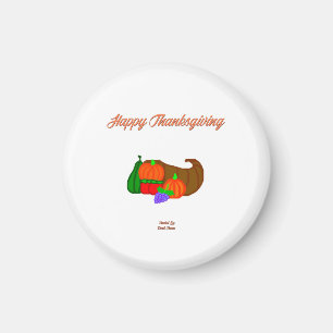Thanksgiving Cornucopia Round Magnet Magneet