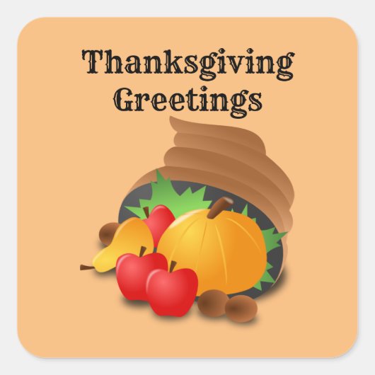 Thanksgiving Cornucopia Vierkante Sticker (Voorkant)