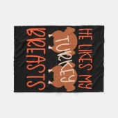 Thanksgiving Couples Turkey Breast She Likes My Dr Fleece Deken (Voorkant (Horizontaal))