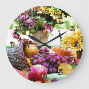 Thanksgiving Cronucopie met vruchten en bloemen Grote Klok