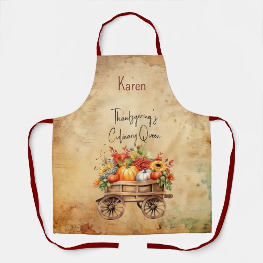 Thanksgiving Custom Culinair Queen Rustiek Schort (Voorkant)