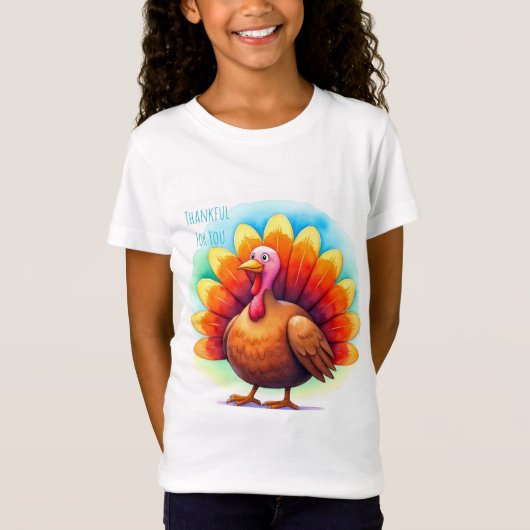 Thanksgiving, Cute Turkey,Thankful for You T-Shirt (Devant)