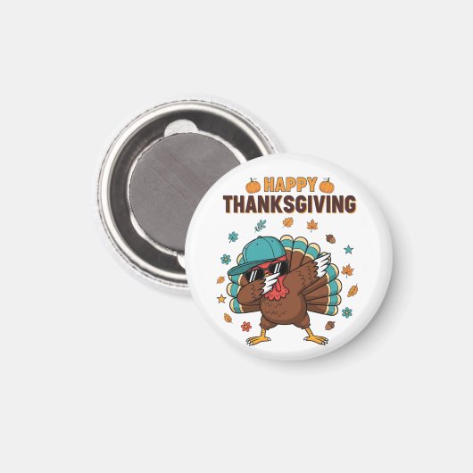 Thanksgiving Dabbing Turkey Magneet (Voorkant / Achterkant)