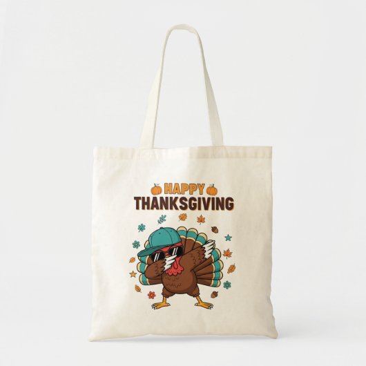 Thanksgiving Dabbing Turkey Tote Bag (Voorkant)