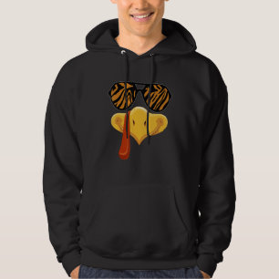 Thanksgiving Dag Funny Turkije Face Fun Tiger Sung Hoodie
