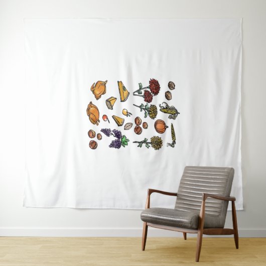 Thanksgiving dag herfstattributen Classic T-Shirt Wandkleed (In Situ (horizontaal))