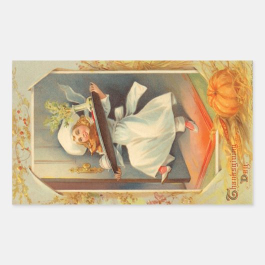 Thanksgiving Dag Meisje Chef  Sticker (Voorkant)
