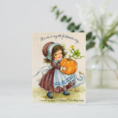  Thanksgiving dag meisje Feestdagenkaart (Staand voorkant)