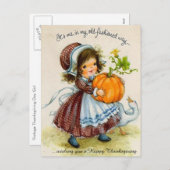  Thanksgiving dag meisje Feestdagenkaart (Voorkant / Achterkant)