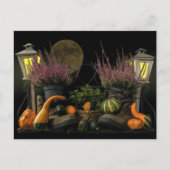 Thanksgiving dag scène met bank en Herfst oogsten Feestdagenkaart (Voorkant)