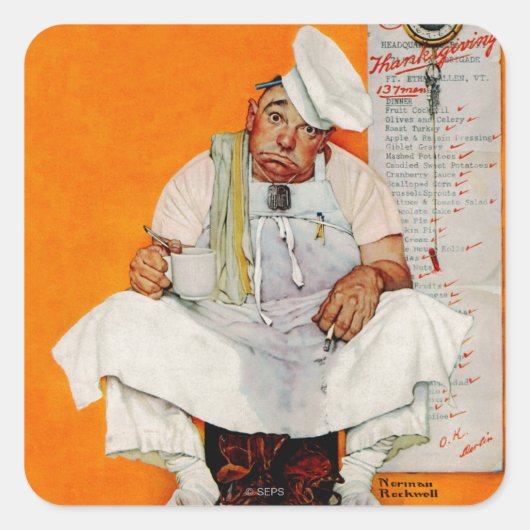 Thanksgiving dag vervagen vierkante sticker (Voorkant)