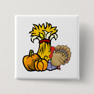 Thanksgiving Dag Vierkante Button 5,1 Cm