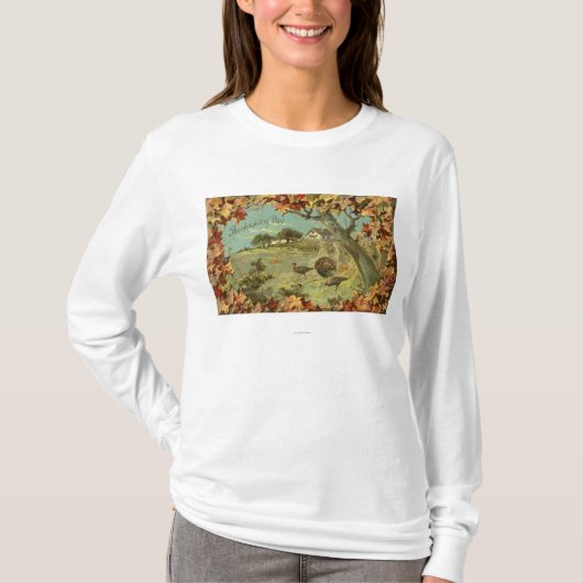 Thanksgiving DagGestorven bladeren en kalkoenen T-shirt (Voorkant)
