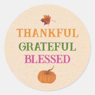 Thanksgiving dankbaar Grateful Blessed Ronde Sticker