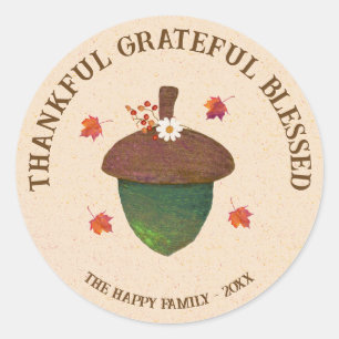 Thanksgiving dankbaar Grateful Blessed Ronde Sticker