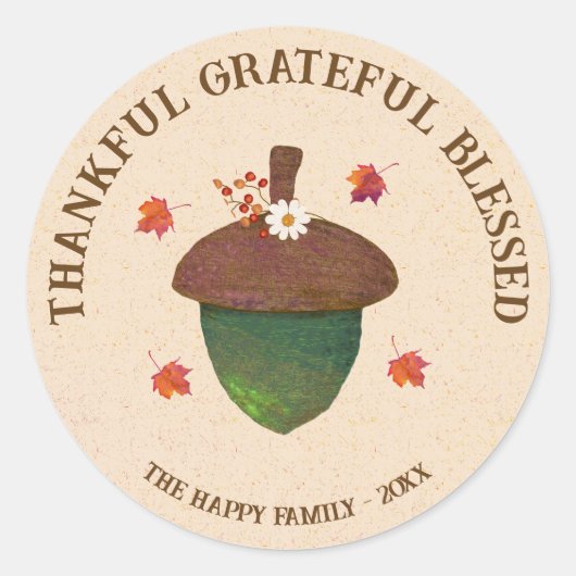 Thanksgiving dankbaar Grateful Blessed Ronde Sticker (Voorkant)