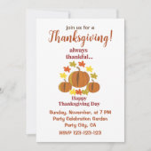 Thanksgiving Dankbaar Pompoen Herfst Thanksgiving Kaart (Voorkant)