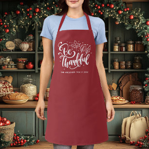 Thanksgiving Dankbaar Script Oogst Burgundy Schort
