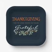 Thanksgiving | Dankbare moderne eucalyptus Papieren Bordje (Voorkant)