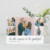 Thanksgiving dankbare script foto collage feestdagenkaart (Staand voorkant)