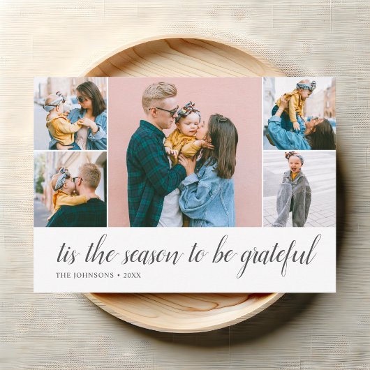 Thanksgiving dankbare script foto collage feestdagenkaart