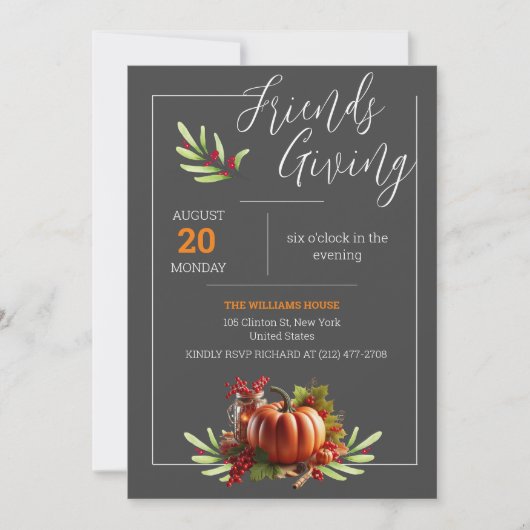 Thanksgiving Day Black Theme Dinner Party Kaart (Voorkant)