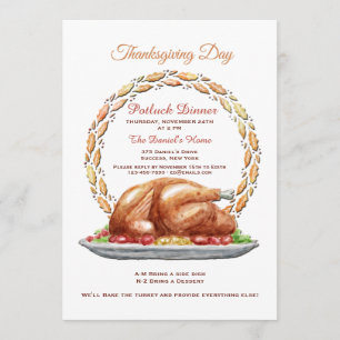 Thanksgiving Day Potluck Diner Invitation
