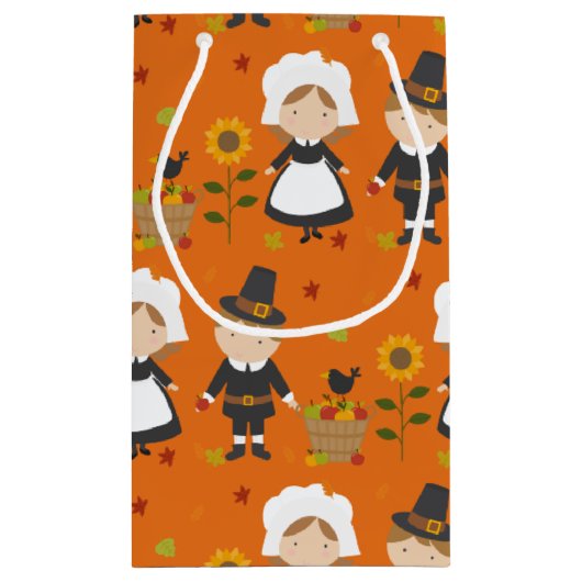 Thanksgiving Decoration Autumn Herfst Pattern Klein Cadeauzakje (Achterkant)