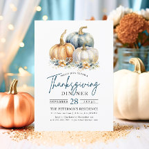 Thanksgiving Diner Blauw Sinaasappel Gouden Pompoe