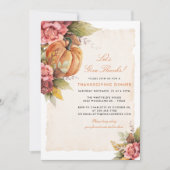 Thanksgiving Diner Bloemenpompoen Feestdagenkaart (Voorkant)