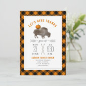Thanksgiving Diner Buffel Bizon Pumpkin Plaid Kaart (Staand voorkant)