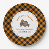 Thanksgiving Diner Buffel Bizon Pumpkin Plaid Papieren Bordje (Voorkant)