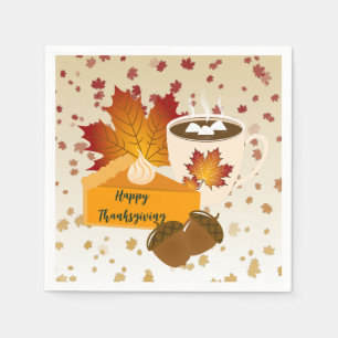 Thanksgiving Diner Cuisine Pompoentaart Hete Cacao Servet
