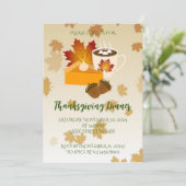 Thanksgiving Diner Cuisine Pompoentaart Hot Choco Kaart (Staand voorkant)