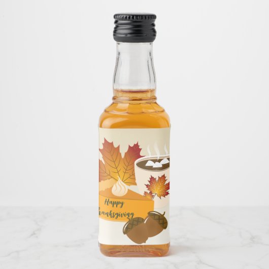 Thanksgiving Diner Cuisine Pompoentaart Hot Choco Likeurfles Etiket (Voorkant)