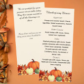Thanksgiving Diner Dankbare Boodschap Menu