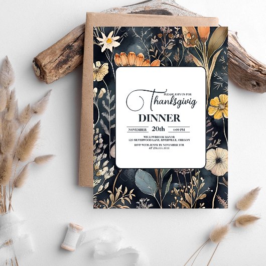 Thanksgiving Diner Floral Kaart
