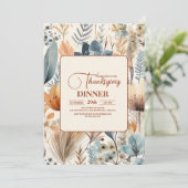 Thanksgiving Diner Floral Kaart (Staand voorkant)