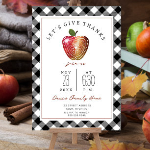 Thanksgiving Diner Folk Art Apple Plaid Kaart
