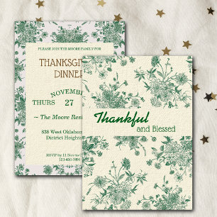 Thanksgiving Diner Groene Botanicals Custom Kaart