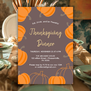 Thanksgiving Diner Herfst Waterverf Pompoen Kaart