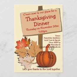 THANKSGIVING DINER Herfstbladeren Pompoen Kaart