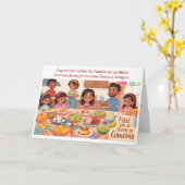 Thanksgiving-diner - Hispanic gezin Kaart (Gele Bloem)