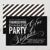 Thanksgiving DINER INVITATIE | ZWARTE Kaart (Voorkant / Achterkant)